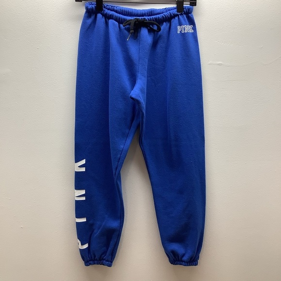 Victoria's Secret PINK Size XS Vibrant Blue Sweatpants W/Lace Design On Ankle. - Picture 1 of 6
